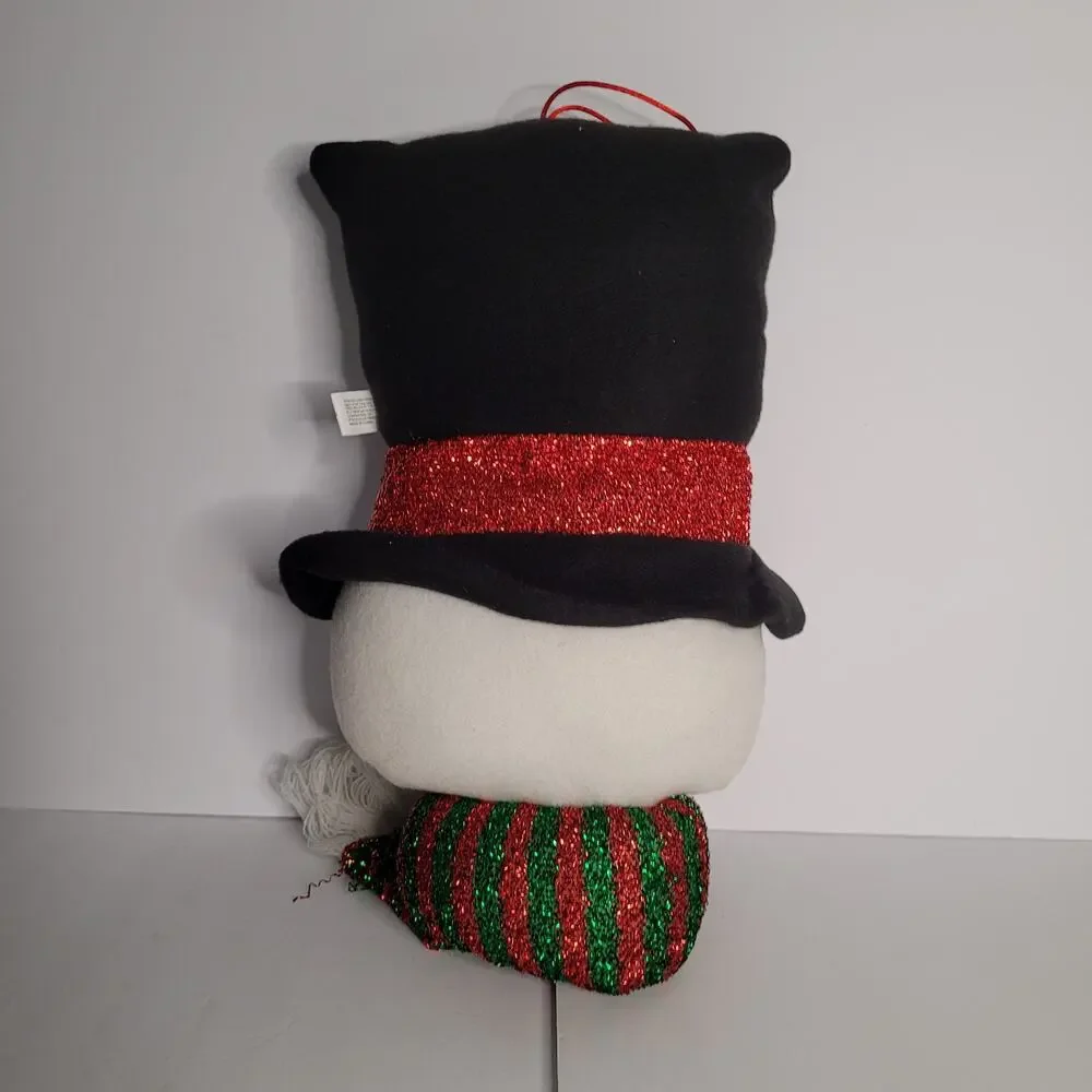 Festive Plush Snowman Head Christmas Decoration